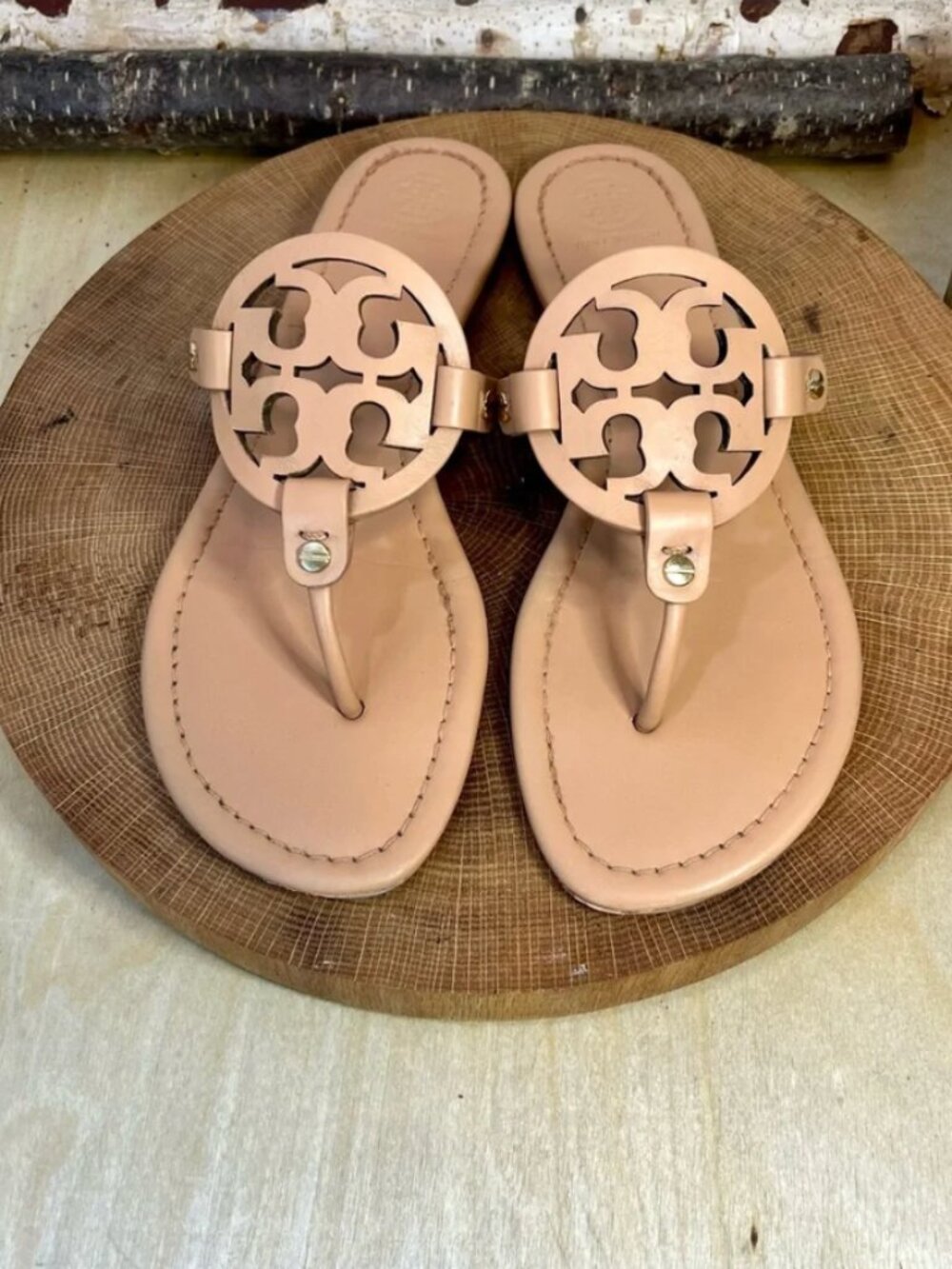 Tory Burch Miller Thong Sandal in Warm Tan / Nude 9.5